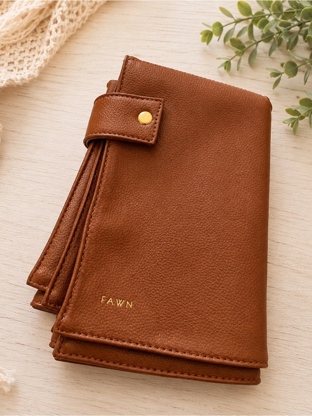 Fawn Baby Changing Pad | Brown Vegan Leather Portable Diaper Changing Mat